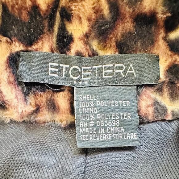 Etcetera Ladies Leopard Short Jacket Size Small Retro Brown Black Faux Fur - Picture 5 of 7